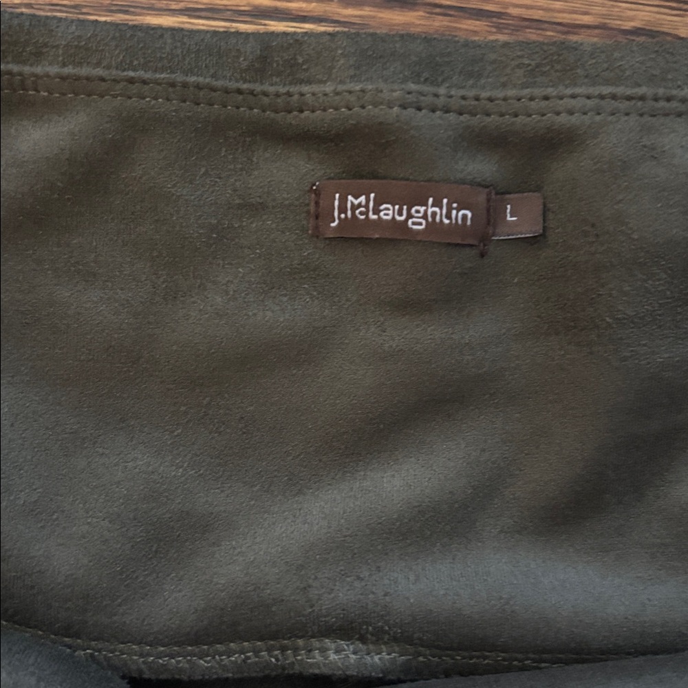 J. McLaughlin Faux Suede Dark Sage Green Leggings, Size Large - Picture 2 of 7
